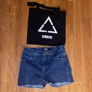 Reformation Wrangler Jean shorts